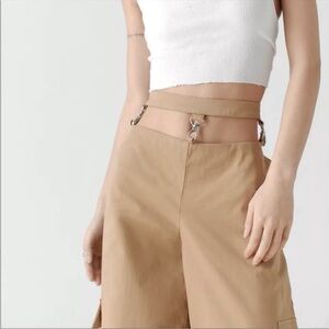 Ragged Priest Earthling low rise baggy Cargo pants with chain belt streetwear